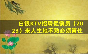 白银KTV招聘促销员（2023）来人生地不熟必须管住